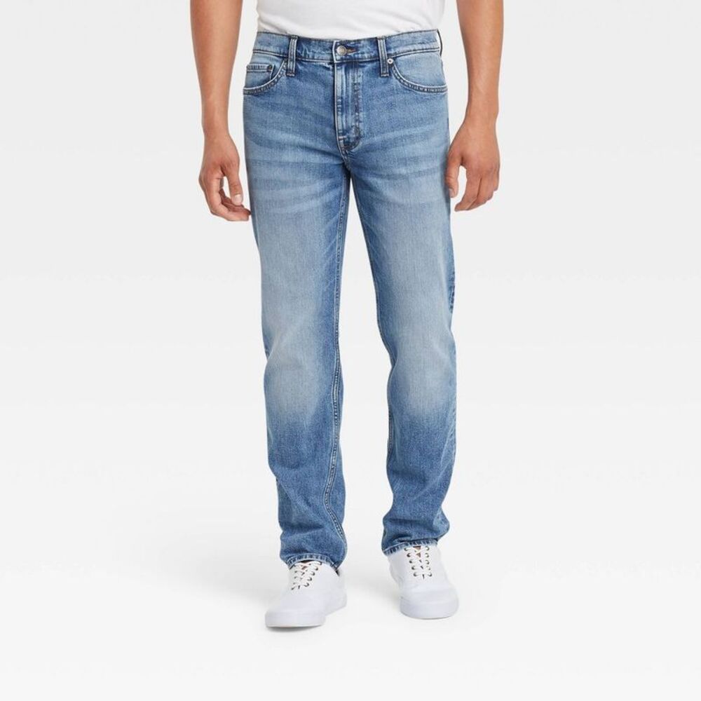 Men's Heavyweight Stretch Mid-Rise Slim Straight Jeans - Indigo 36x32